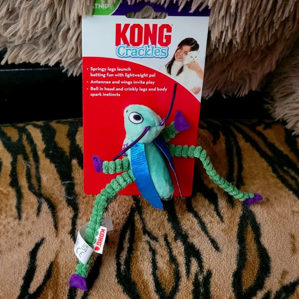 Kong Cat Grasshopper Crackles Toy w/ Catnip New!